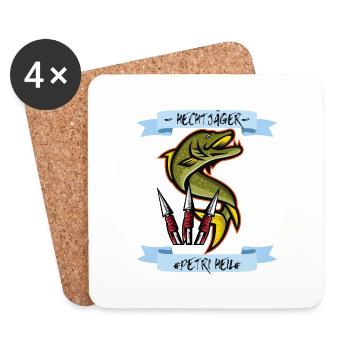 Hechtjäger Angler des Jahres - Untersetzer (4er-Set) - Weiß - Vorne