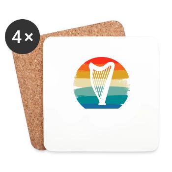Retro Vintage Classic Harp Instrument Guita - Coasters (set of 4) - white - Front
