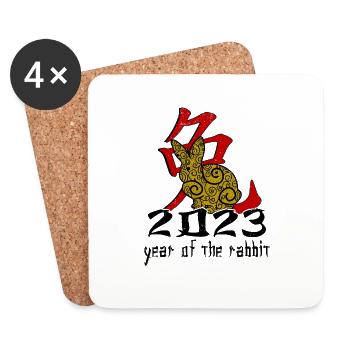 Chinesisches Hase Schriftzeichen Neujahr - Untersetzer (4er-Set) - Weiß - Vorne