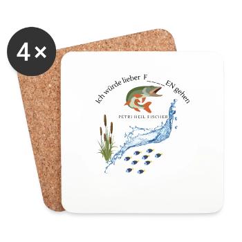 I would rather go fishing - Coasters (set of 4) - white - Front