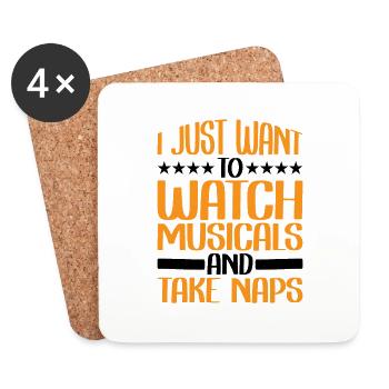 Je veux juste regarder des comédies musicales et faire des siestes 2 - Dessous de verre (lot de 4) - blanc - Devant