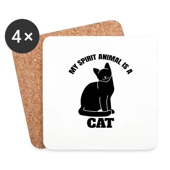 Chat Domestique Chat Chat Chat Chat Cheveux - Dessous de verre (lot de 4) - blanc - Devant