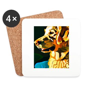 Golden Retriever Portrait Cubisme Chien - Dessous de verre (lot de 4) - blanc - Devant