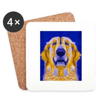 Golden Retriever Portrait Cubism Dog - Coasters (set of 4) - white - Front