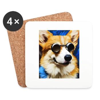 Corgi Portrait Vincent Van Gogh Style Hund - Untersetzer (4er-Set) - Weiß - Vorne