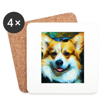 Corgi Portrait Vincent Van Gogh Style Hund - Untersetzer (4er-Set) - Weiß - Vorne
