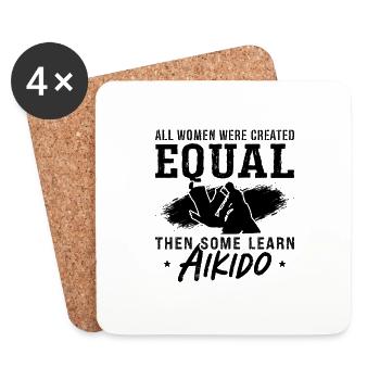 Aikido All Women Were Fighter Samurai Martial Arts - Coasters (set of 4) - white - Front