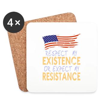 Respect My Existence Or Expect My Resistance Retro - Untersetzer (4er-Set) - Weiß - Vorne