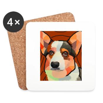 Corgi Portrait Cubism Dog - Coasters (set of 4) - white - Front