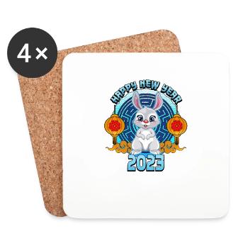 Year of the Rabbit Happy Chinese New Year 2023 - Coasters (set of 4) - white - Front