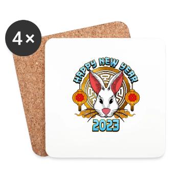 Chinese New Year 2023 Year of the Rabbit - Coasters (set of 4) - white - Front