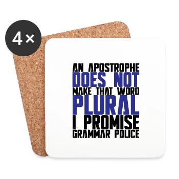 An Apostrophe Does Not Make That Word Plural 1 - Untersetzer (4er-Set) - Weiß - Vorne