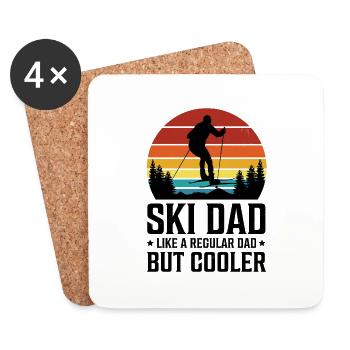 Ski Father Downhill Mountains Ski Sport Skis Skiing - Coasters (set of 4) - white - Front