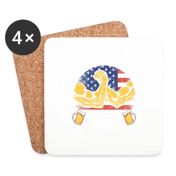 Will Arm Wrestle for Beer USA Flag Funny Arm - Coasters (set of 4) - white - Front