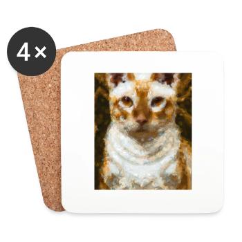Siam Cats Portrait Gustav Klimt Style Cat - Coasters (set of 4) - white - Front