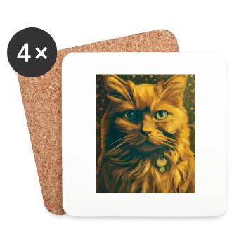 Katzen Portrait Gustav Klimt Style Katze - Untersetzer (4er-Set) - Weiß - Vorne