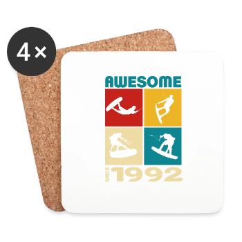 Awesome since 1992. Wakeboard Lifestyle - Untersetzer (4er-Set) - Weiß - Vorne