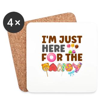 Ich bin nur hier für das Candy Funny Halloween Geschenk - Untersetzer (4er-Set) - Weiß - Vorne