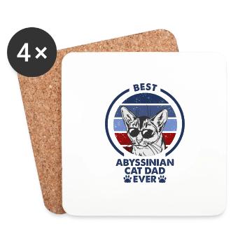 Cat Dad - Chat Abyssin - Dessous de verre (lot de 4) - blanc - Devant