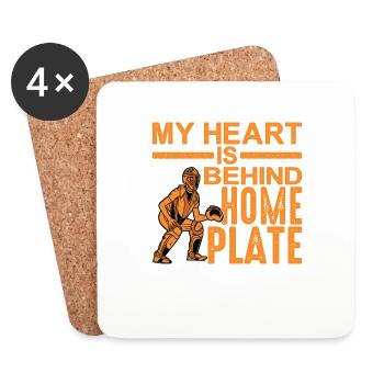 Mon cœur est derrière la maison Plaque 2 - Dessous de verre (lot de 4) - blanc - Devant