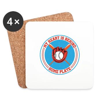 Mon cœur est derrière la plaque de la maison - Dessous de verre (lot de 4) - blanc - Devant