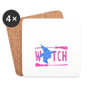 Juste mon costume humain Drôle Rétro Halloween WITCH - Dessous de verre (lot de 4) - blanc - Devant