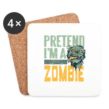 Prétendez que je suis un zombie rétro drôle T-shirt d’Halloween - Dessous de verre (lot de 4) - blanc - Devant