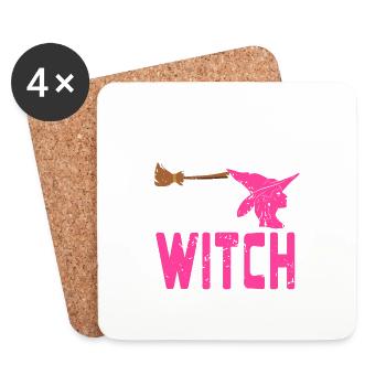 Pretend I'm A Witch Retro Funny Witch Halloween - Coasters (set of 4) - white - Front