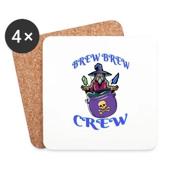 Brew Brew Crew Funny Retro Halloween Wizard - Untersetzer (4er-Set) - Weiß - Vorne