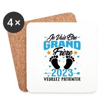 Je Vais Être Grand Frère en 2023 - Dessous de verre (lot de 4) - blanc - Devant