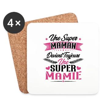 Une super maman devient toujours une super mamie - Dessous de verre (lot de 4) - blanc - Devant