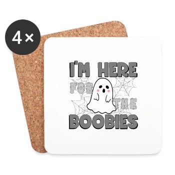 Je suis juste là pour le costume de fantôme drôle de Boobies - Dessous de verre (lot de 4) - blanc - Devant
