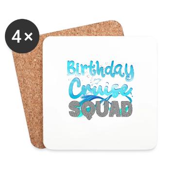 Birthday Cruise Squad Cruising Vacation BDAY Party - Coasters (set of 4) - white - Front