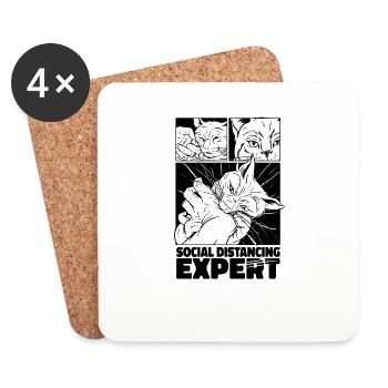 Citation de chat d’experts en distanciation sociale - Dessous de verre (lot de 4) - blanc - Devant