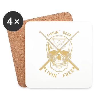 Fishin deep livin free - Untersetzer (4er-Set) - Weiß - Vorne