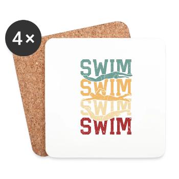 Retro Vintage Schwimmen Lustige Schwimmer - Untersetzer (4er-Set) - Weiß - Vorne