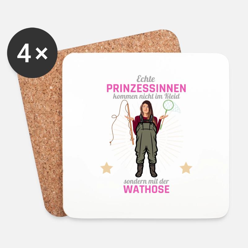 Anglerfrau Wathose - Untersetzer (4er-Set) - Weiß