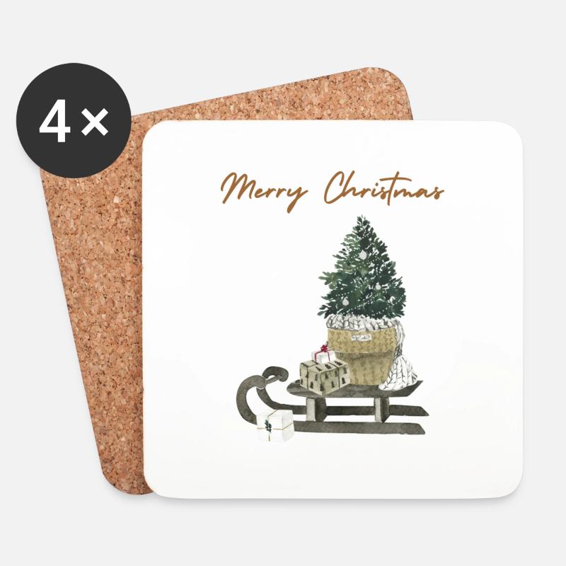 Merry Christmas - Untersetzer (4er-Set) - Weiß