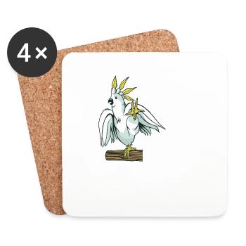 Jardin zoologique Cockatoo Oiseau - Dessous de verre (lot de 4) - blanc - Devant