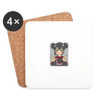 Ask Me About Anime - Coasters (set of 4) - white - Front