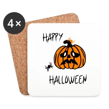 Joyeux Halloween, citrouille - Dessous de verre (lot de 4) - blanc - Devant