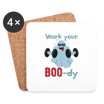 Funny Fitness Spirit - Travaillez votre corps - Boody - Dessous de verre (lot de 4) - blanc - Devant