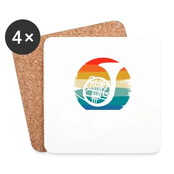 Retro Vintage Classic French Horn Player - Coasters (set of 4) - white - Front