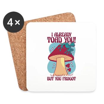 Frog Mushroom Witty Hilarious Pun - Coasters (set of 4) - white - Front