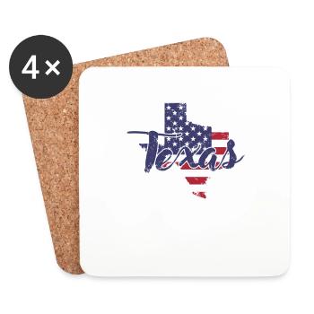 Texas en Amérique Flag Outline Map State - Dessous de verre (lot de 4) - blanc - Devant
