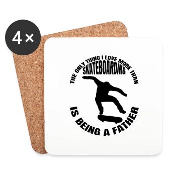 Skateboard Vater Longboard Sakten Papa Skater Dad - Untersetzer (4er-Set) - Weiß - Vorne