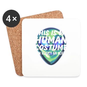 Das ist mein menschliches Kostüm Ich bin wirklich ein Alien Funny - Untersetzer (4er-Set) - Weiß - Vorne