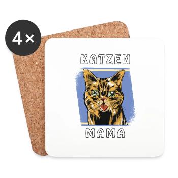 KATZEN MAMA - Untersetzer (4er-Set) - Weiß - Vorne