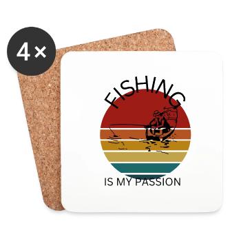Fishing is my passion fishing - Coasters (set of 4) - white - Front
