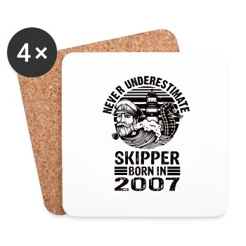 Never Underestimate Skipper born in 2007 - Untersetzer (4er-Set) - Weiß - Vorne